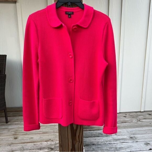 Talbots Hot pink/Melon Colored Button up Jacket with front pockets (LIKE NEW!) - Picture 9 of 11